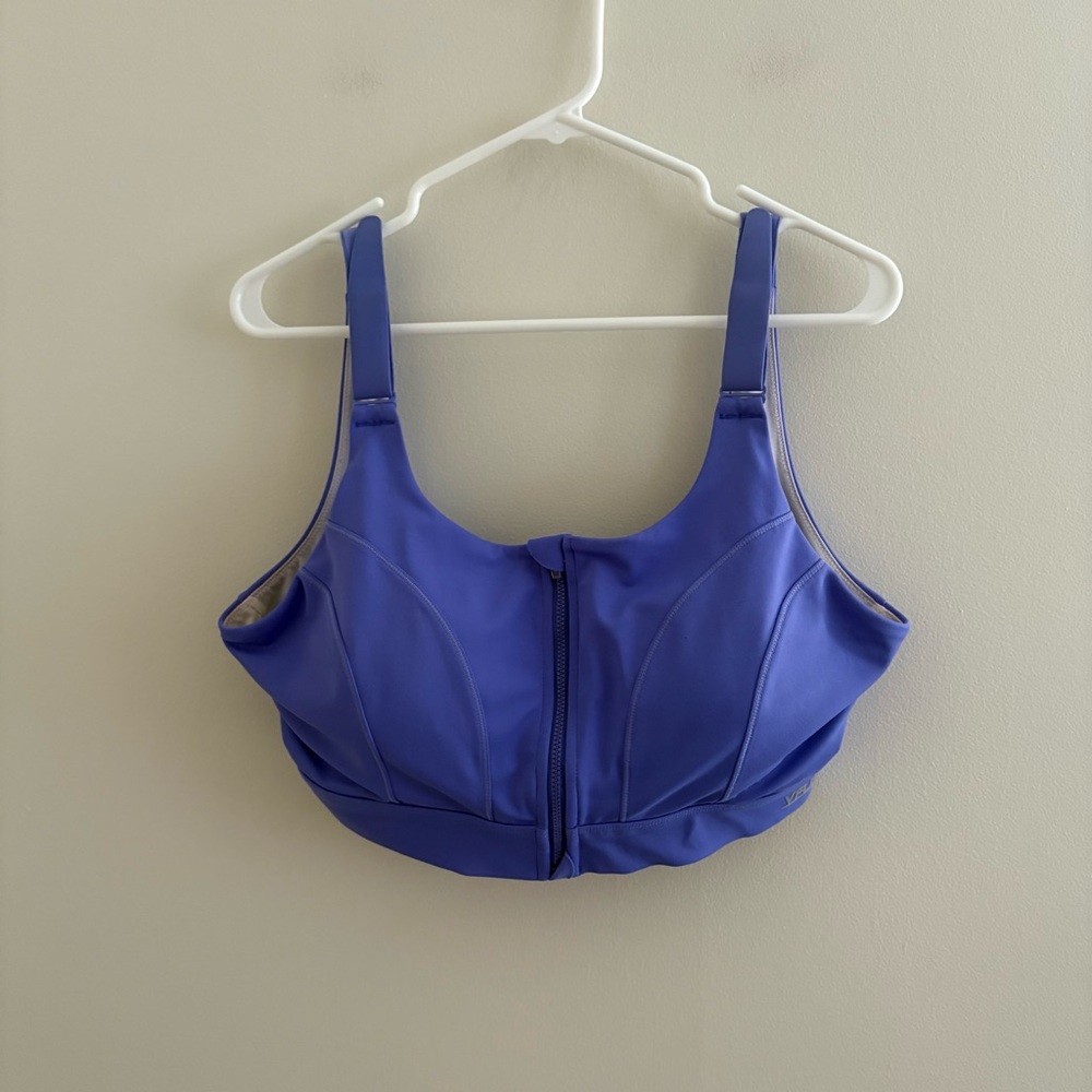VFUS High Impact Sports Workout Bra Zipper Front Adjustable XL-2XL Purple